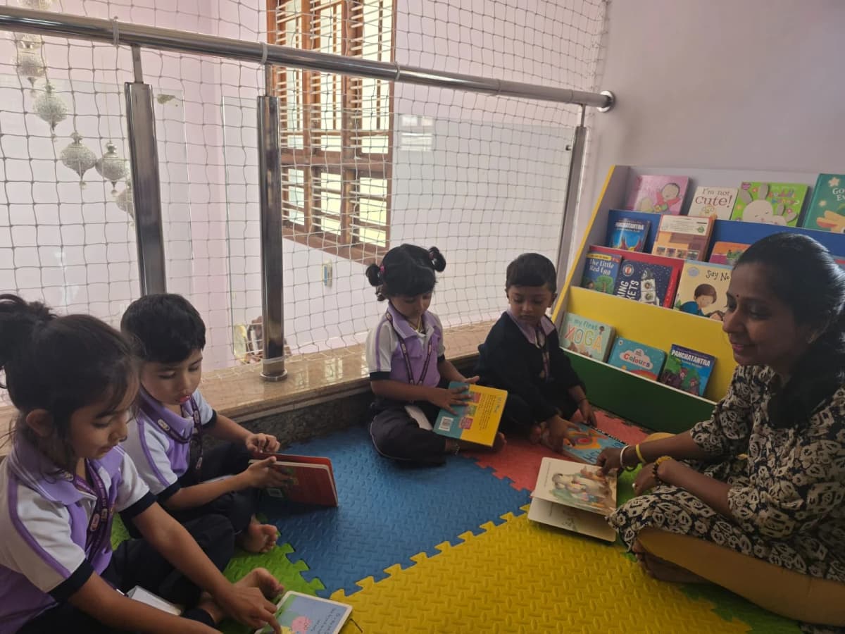 Story time in the reading corner at FlyHigh Pre School
